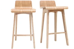 Miliboo Skandinavischer Barhocker aus hellem Holz H65 cm (2er-Set) BALTIK* Barhocker
