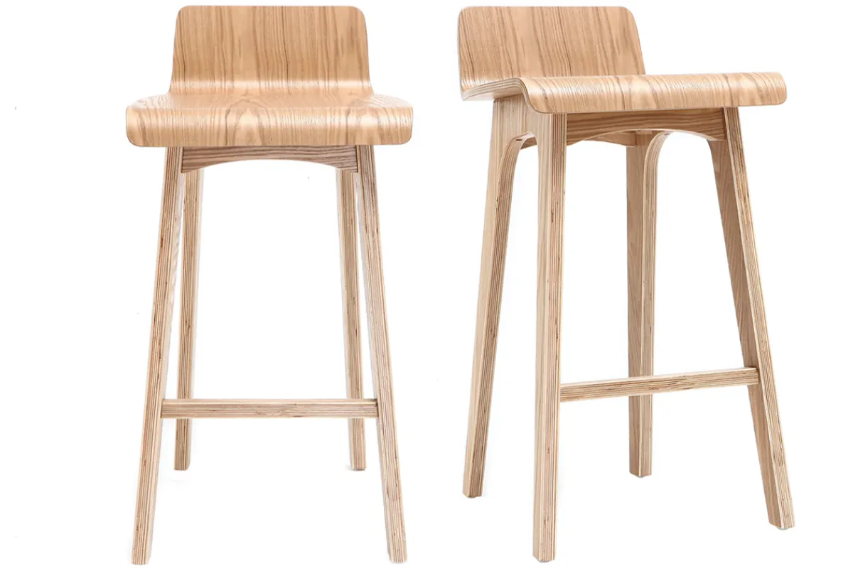 Miliboo Skandinavischer Barhocker aus hellem Holz H65 cm (2er-Set) BALTIK* Barhocker
