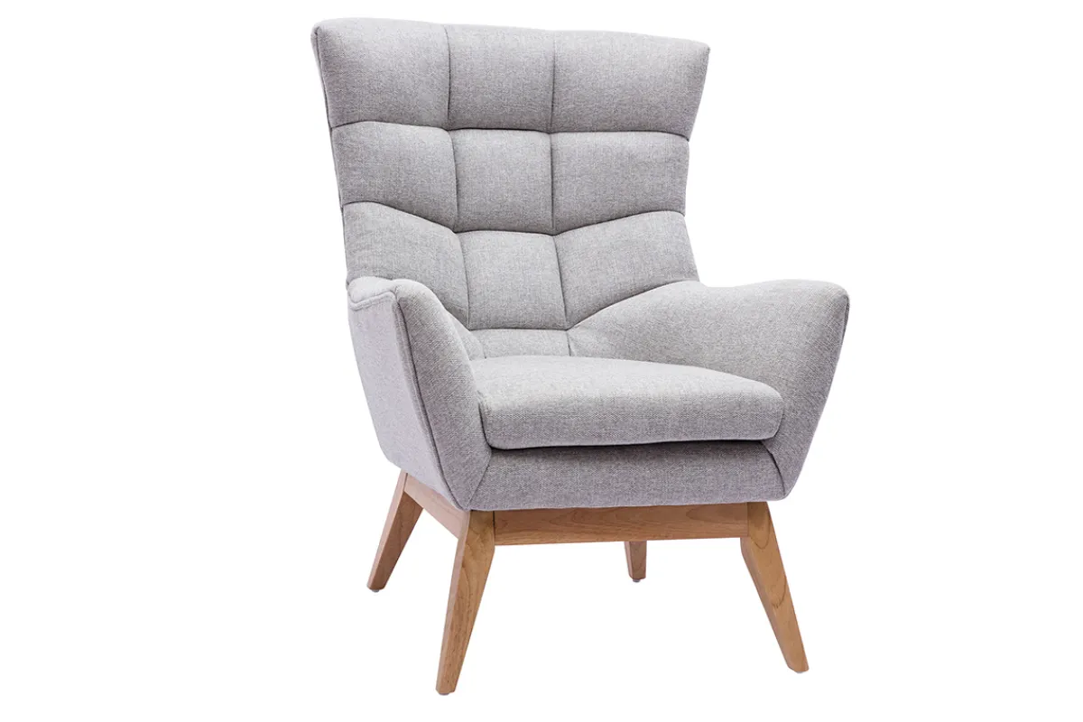 Miliboo Skandinavischer hellgrauer Sessel aus Holz BRODY* Design-sessel|Sessel
