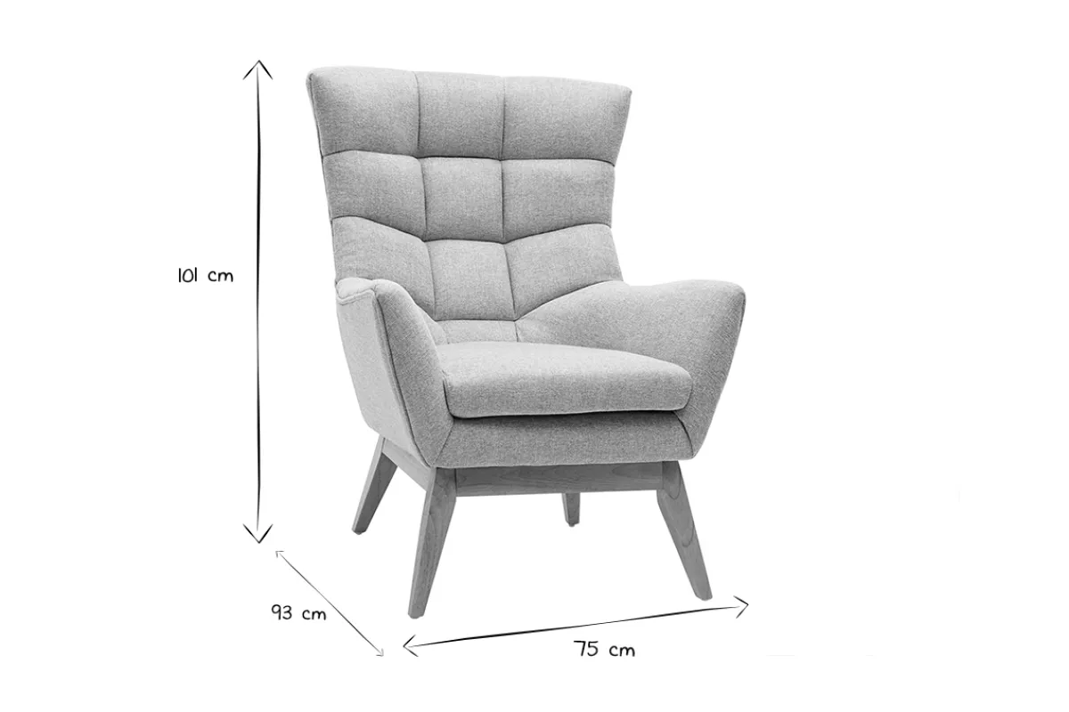 Miliboo Skandinavischer hellgrauer Sessel aus Holz BRODY* Design-sessel|Sessel