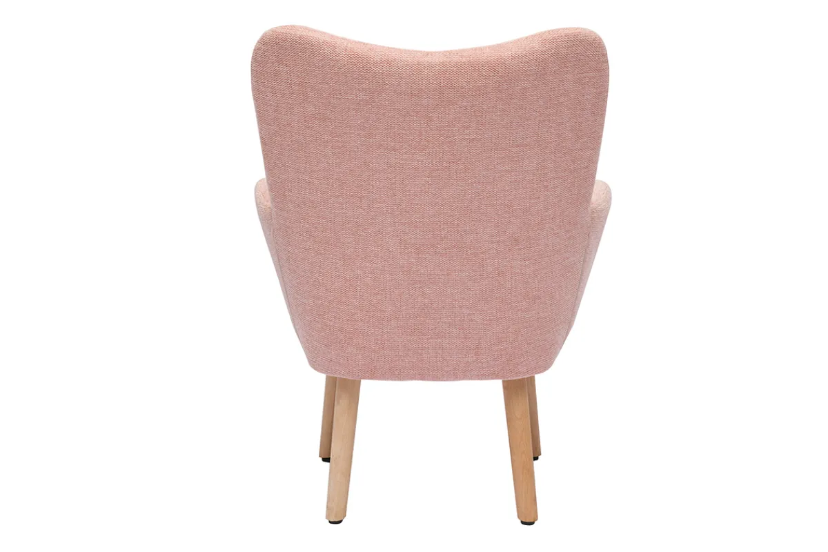 Miliboo Skandinavischer Kinderstuhl aus rosa Stoff mit Texturoberfläche und hellem Holz BABY BRISTOL*Kinder Kindersessel