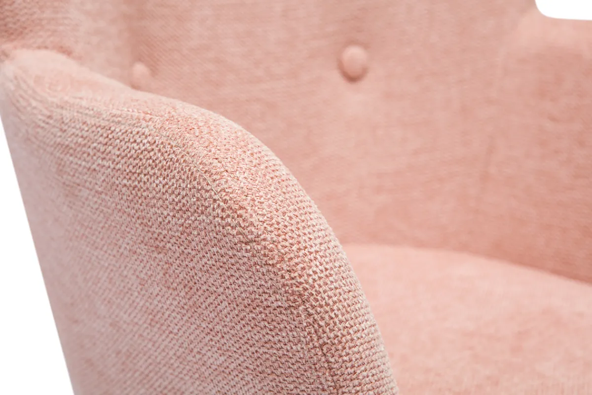 Miliboo Skandinavischer Kinderstuhl aus rosa Stoff mit Texturoberfläche und hellem Holz BABY BRISTOL*Kinder Kindersessel
