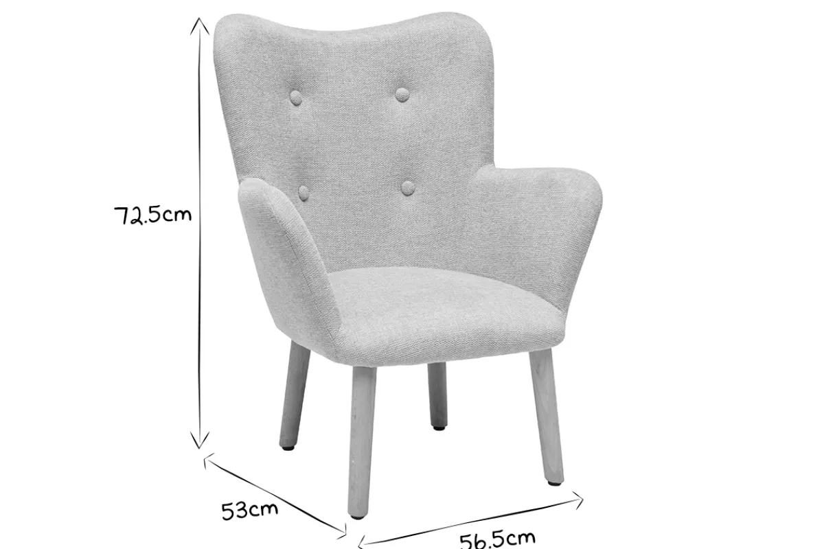 Miliboo Skandinavischer Kinderstuhl aus rosa Stoff mit Texturoberfläche und hellem Holz BABY BRISTOL*Kinder Kindersessel