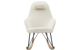 Miliboo Skandinavischer Schaukelstuhl Stoff Schaffell Weiß JHENE* Design-sessel|Schaukelstühle
