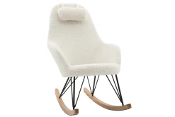 Miliboo Skandinavischer Schaukelstuhl Stoff Schaffell Weiß JHENE* Design-sessel|Schaukelstühle