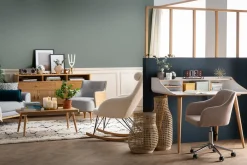 Miliboo Skandinavischer Schaukelstuhl Stoff Schaffell Weiß JHENE* Design-sessel|Schaukelstühle
