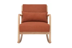 Miliboo Skandinavischer Schaukelstuhl aus rostbraunem Stoff mit Samteffekt und hellem Massivholz DERRY* Sessel
