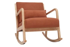 Miliboo Skandinavischer Schaukelstuhl aus rostbraunem Stoff mit Samteffekt und hellem Massivholz DERRY* Sessel