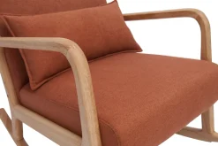 Miliboo Skandinavischer Schaukelstuhl aus rostbraunem Stoff mit Samteffekt und hellem Massivholz DERRY* Sessel