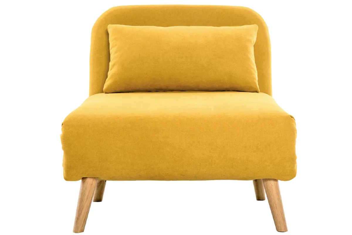 Miliboo Skandinavischer Schlafsessel mit senfgelbem Stoffbezug AMIKO* Design-sessel|Schlafsessel