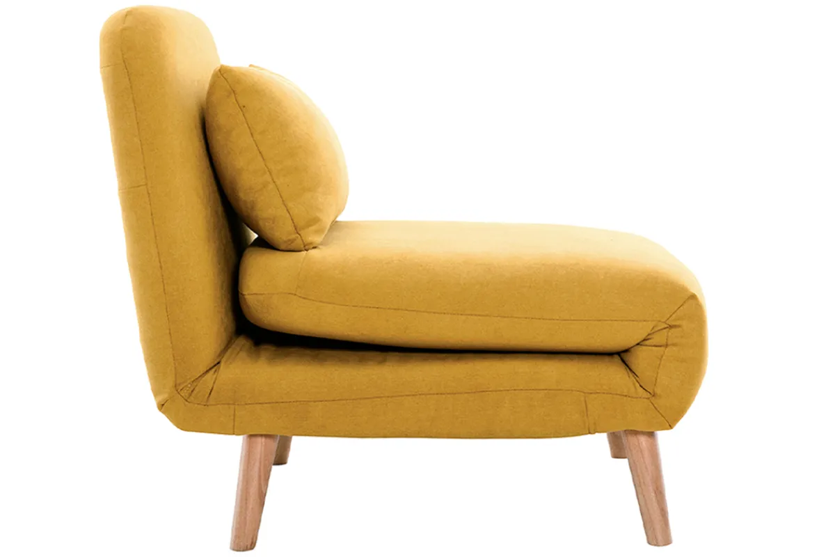 Miliboo Skandinavischer Schlafsessel mit senfgelbem Stoffbezug AMIKO* Design-sessel|Schlafsessel