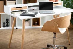 Miliboo Skandinavischer Schreibtisch aus Holz und weiß L140 cm OPUS* Design-schreibtische