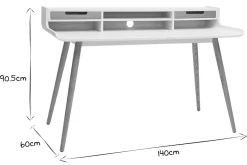 Miliboo Skandinavischer Schreibtisch aus Holz und weiß L140 cm OPUS* Design-schreibtische
