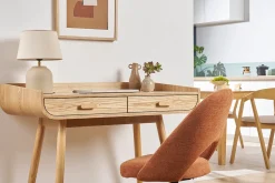Miliboo Skandinavischer Schreibtisch mit Stauraum 2 Schubladen in hellem Holz B100 cm HALLEN* Design-schreibtische