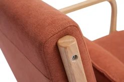 Miliboo Skandinavischer Sessel aus rostbraunem Stoff mit Samteffekt und hellem Massivholz DERRY* Design-sessel|Sessel