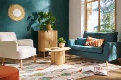 Miliboo Skandinavischer Sessel aus beigem Stoff mit Samteffekt und Holz ISKO* Design-sessel|Sessel