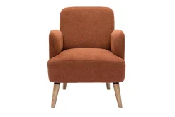 Miliboo Skandinavischer Sessel aus rostbraunem Stoff mit Samteffekt und Holz ISKO* Design-sessel|Sessel