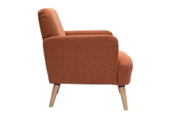 Miliboo Skandinavischer Sessel aus rostbraunem Stoff mit Samteffekt und Holz ISKO* Design-sessel|Sessel
