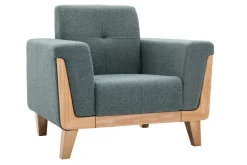 Miliboo Skandinavischer Sessel aus graugrünem Stoff und hellem Holz FJORD* Design-sessel|Sessel