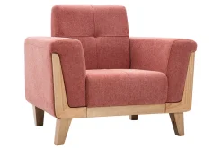 Miliboo Skandinavischer Sessel aus terracottafarbenem Stoff und hellem Holz FJORD* Design-sessel|Sessel