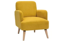 Miliboo Skandinavischer Sessel aus senfgelbem Stoff mit Samteffekt und Holz ISKO* Design-sessel|Sessel