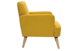 Miliboo Skandinavischer Sessel aus senfgelbem Stoff mit Samteffekt und Holz ISKO* Design-sessel|Sessel