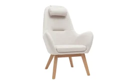 Miliboo Skandinavischer Sessel aus beigem Stoff mit hellem Holz MANIA* Design-sessel|Sessel