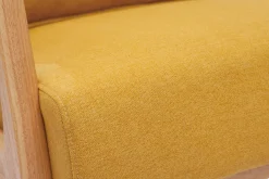 Miliboo Skandinavischer Sessel aus senfgelbem Stoff mit Samteffekt und hellem Massivholz DERRY* Design-sessel|Sessel
