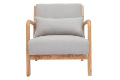 Miliboo Skandinavischer Sessel aus hellgrauem Stoff mit Samteffekt und hellem Massivholz DERRY* Design-sessel|Sessel