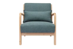 Miliboo Skandinavischer Sessel aus graugrünem Stoff mit Samteffekt und hellem Massivholz DERRY* Design-sessel|Sessel