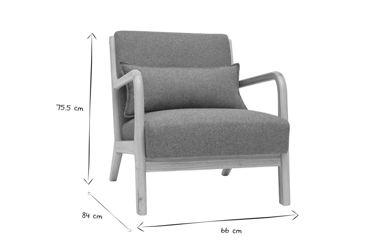 Miliboo Skandinavischer Sessel aus graugrünem Stoff mit Samteffekt und hellem Massivholz DERRY* Design-sessel|Sessel