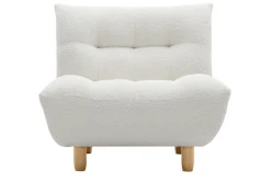 Miliboo Skandinavischer Sessel aus weißem Stoff mit Bouclé-Wolleffekt und hellem Holz YUMI* Design-sessel|Sessel