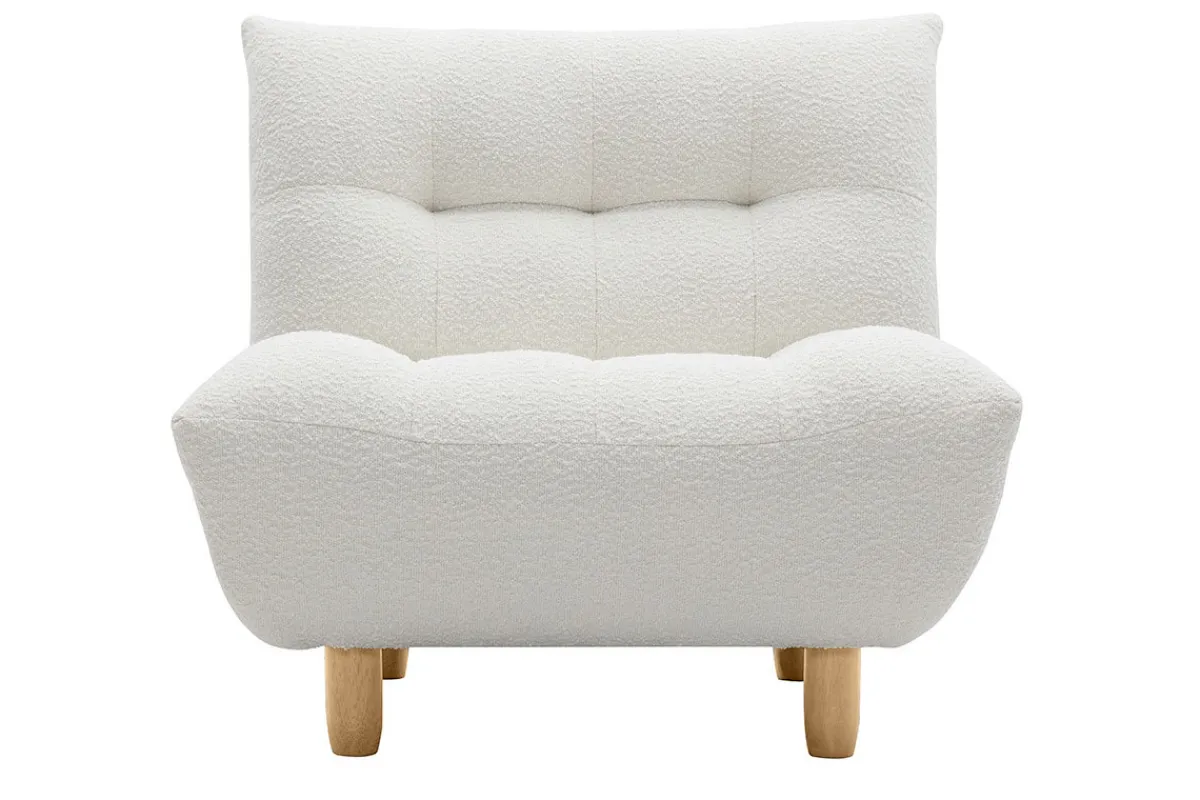 Miliboo Skandinavischer Sessel aus weißem Stoff mit Bouclé-Wolleffekt und hellem Holz YUMI* Design-sessel|Sessel