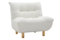 Miliboo Skandinavischer Sessel aus weißem Stoff mit Bouclé-Wolleffekt und hellem Holz YUMI* Design-sessel|Sessel