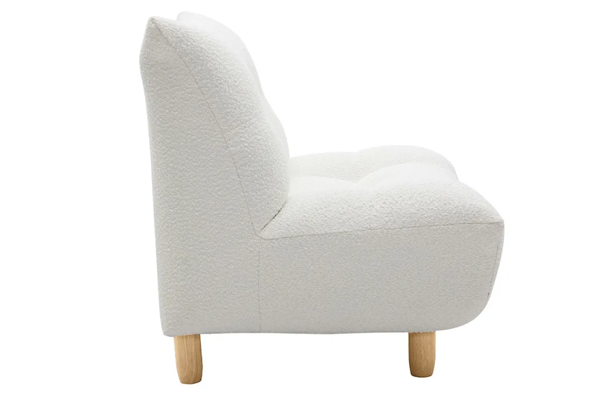 Miliboo Skandinavischer Sessel aus weißem Stoff mit Bouclé-Wolleffekt und hellem Holz YUMI* Design-sessel|Sessel