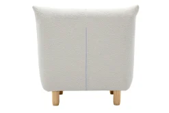 Miliboo Skandinavischer Sessel aus weißem Stoff mit Bouclé-Wolleffekt und hellem Holz YUMI* Design-sessel|Sessel