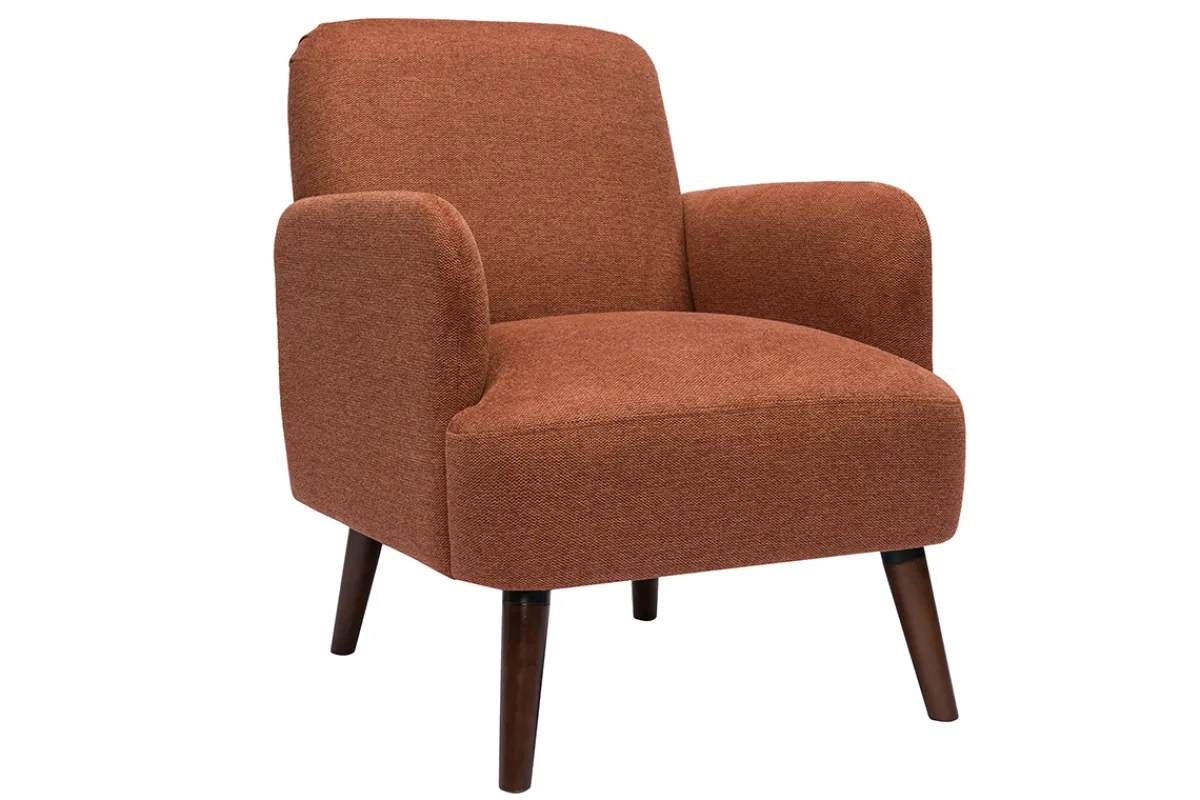 Miliboo Skandinavischer Sessel aus samtigem texturiertem Stoff in verbrannter Erde und dunklem Holz ISKO* Design-sessel|Sessel