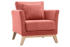 Miliboo Skandinavischer Sessel aus terracottafarbenem Stoff mit Samteffekt, abnehmbarem Bezug und hellem Holz OSLO* Design-sessel|Sessel