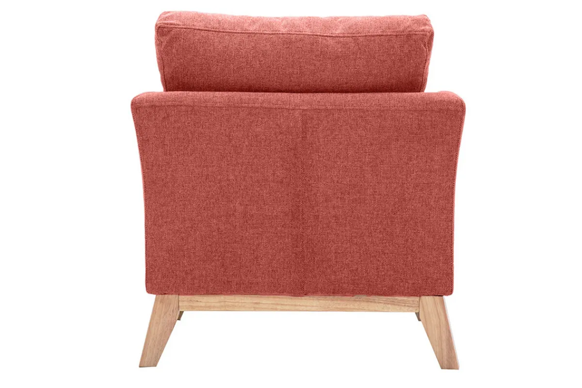 Miliboo Skandinavischer Sessel aus terracottafarbenem Stoff mit Samteffekt, abnehmbarem Bezug und hellem Holz OSLO* Design-sessel|Sessel