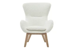 Miliboo Skandinavischer Sessel aus weißem, gelocktem Woll-Effekt-Stoff und Holz ESKUA* Design-sessel|Sessel