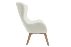 Miliboo Skandinavischer Sessel aus weißem, gelocktem Woll-Effekt-Stoff und Holz ESKUA* Design-sessel|Sessel