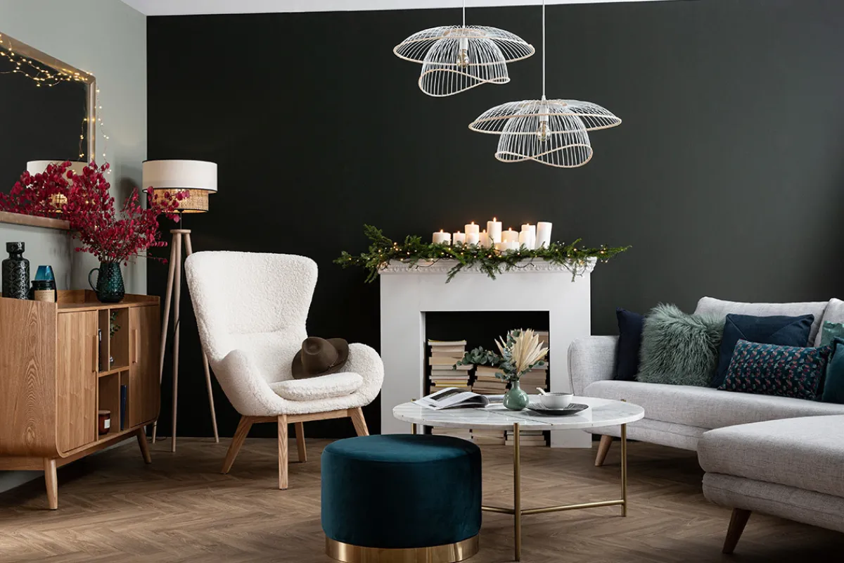 Miliboo Skandinavischer Sessel aus weißem, gelocktem Woll-Effekt-Stoff und Holz ESKUA* Design-sessel|Sessel