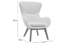 Miliboo Skandinavischer Sessel aus weißem, gelocktem Woll-Effekt-Stoff und Holz ESKUA* Design-sessel|Sessel