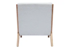 Miliboo Skandinavischer Sessel aus weißem Stoff mit Bouclé-Wolleffekt und hellem Massivholz DERRY* Design-sessel|Sessel