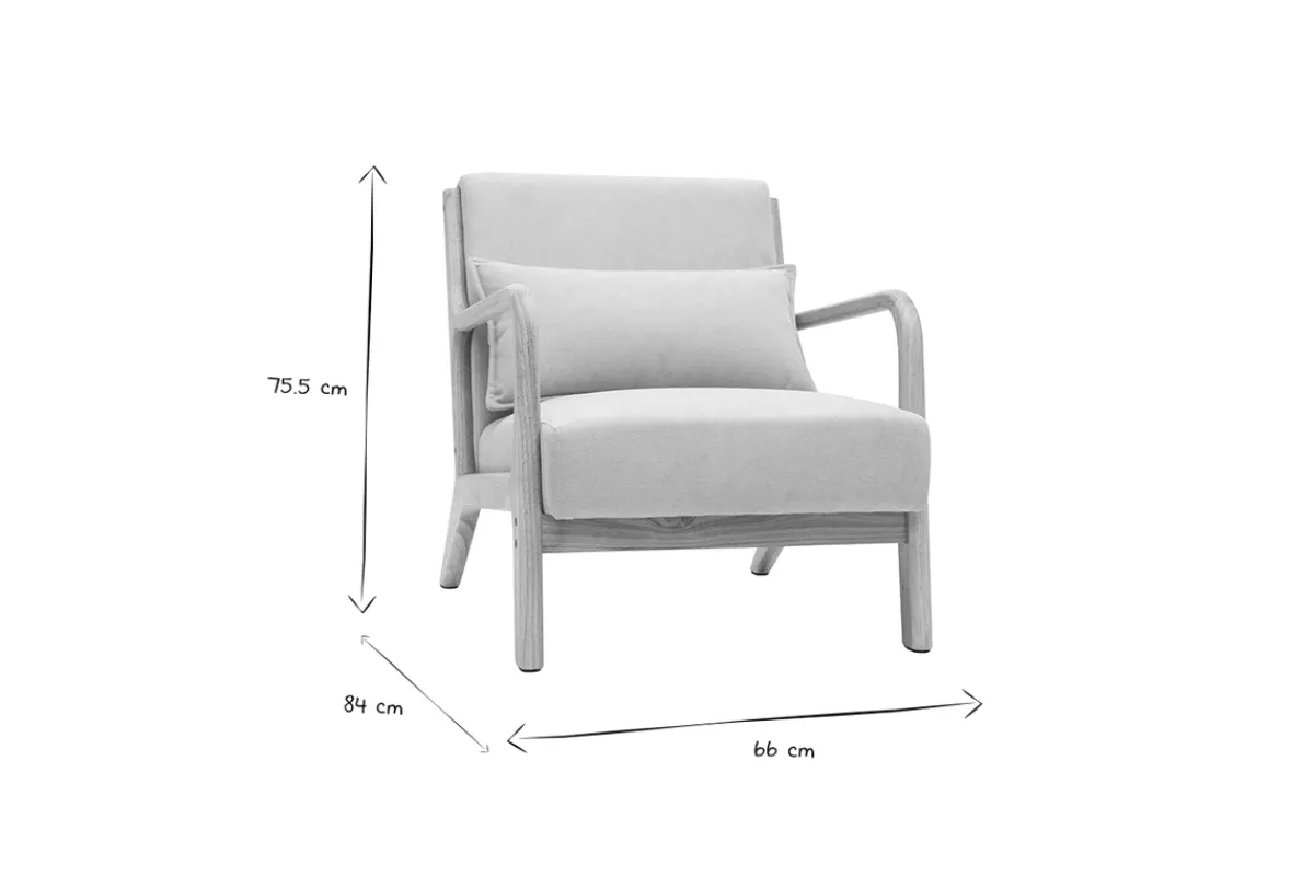 Miliboo Skandinavischer Sessel aus weißem Stoff mit Bouclé-Wolleffekt und hellem Massivholz DERRY* Design-sessel|Sessel