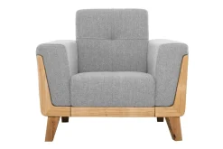 Miliboo Skandinavischer Sessel in Hellgrau und Holz FJORD* Design-sessel|Sessel