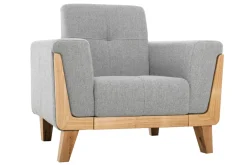 Miliboo Skandinavischer Sessel in Hellgrau und Holz FJORD* Design-sessel|Sessel