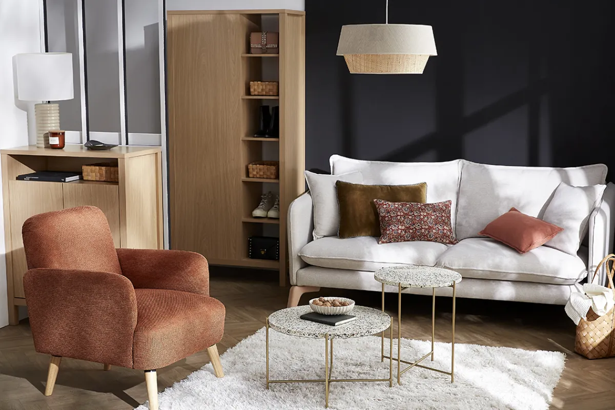 Miliboo Skandinavischer Sessel in Hellgrau und hellem Holz ISKO* Design-sessel|Sessel
