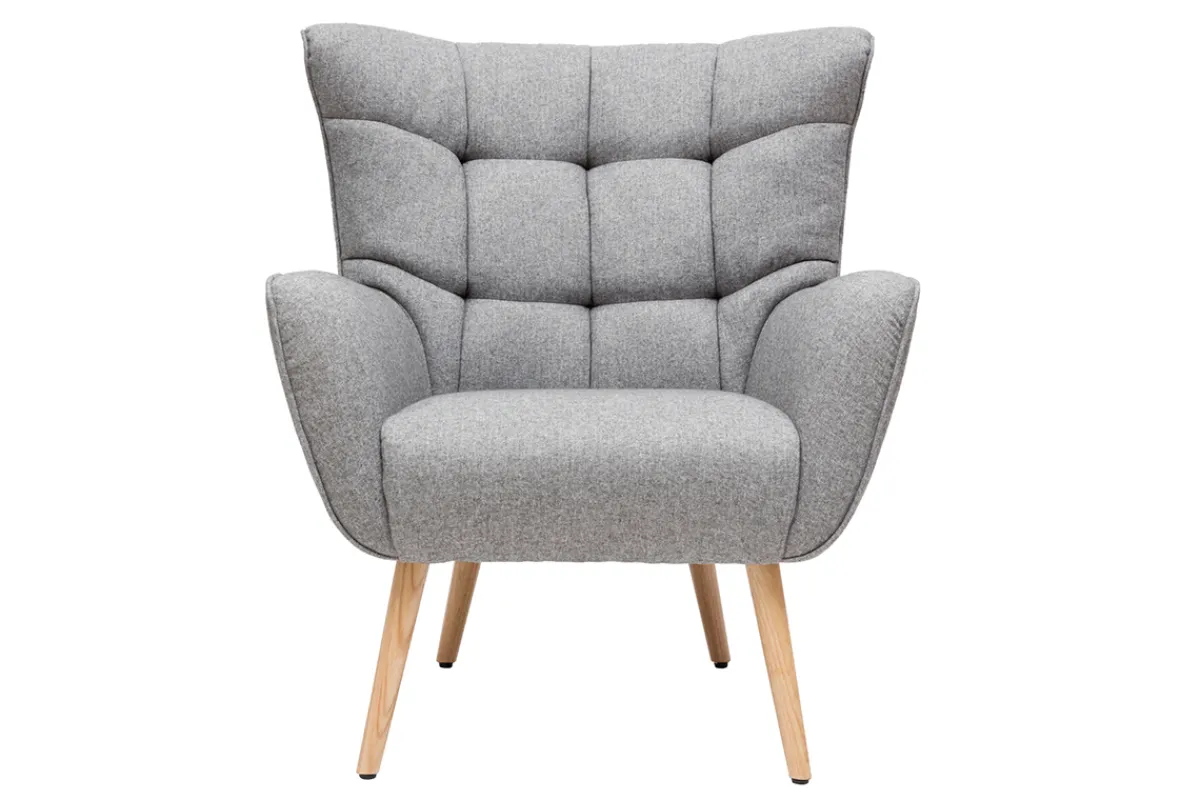 Miliboo Skandinavischer Sessel in hellgrauem Stoff und Holz AVERY* Design-sessel|Sessel