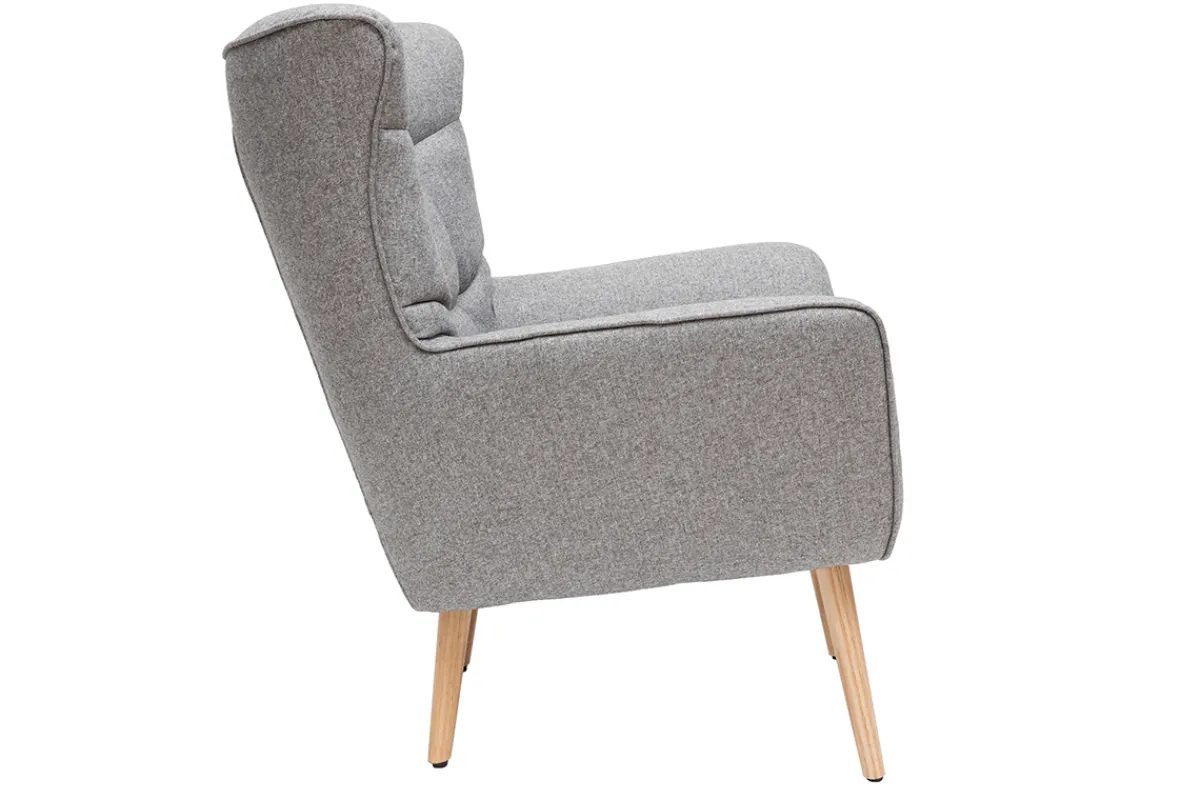 Miliboo Skandinavischer Sessel in hellgrauem Stoff und Holz AVERY* Design-sessel|Sessel